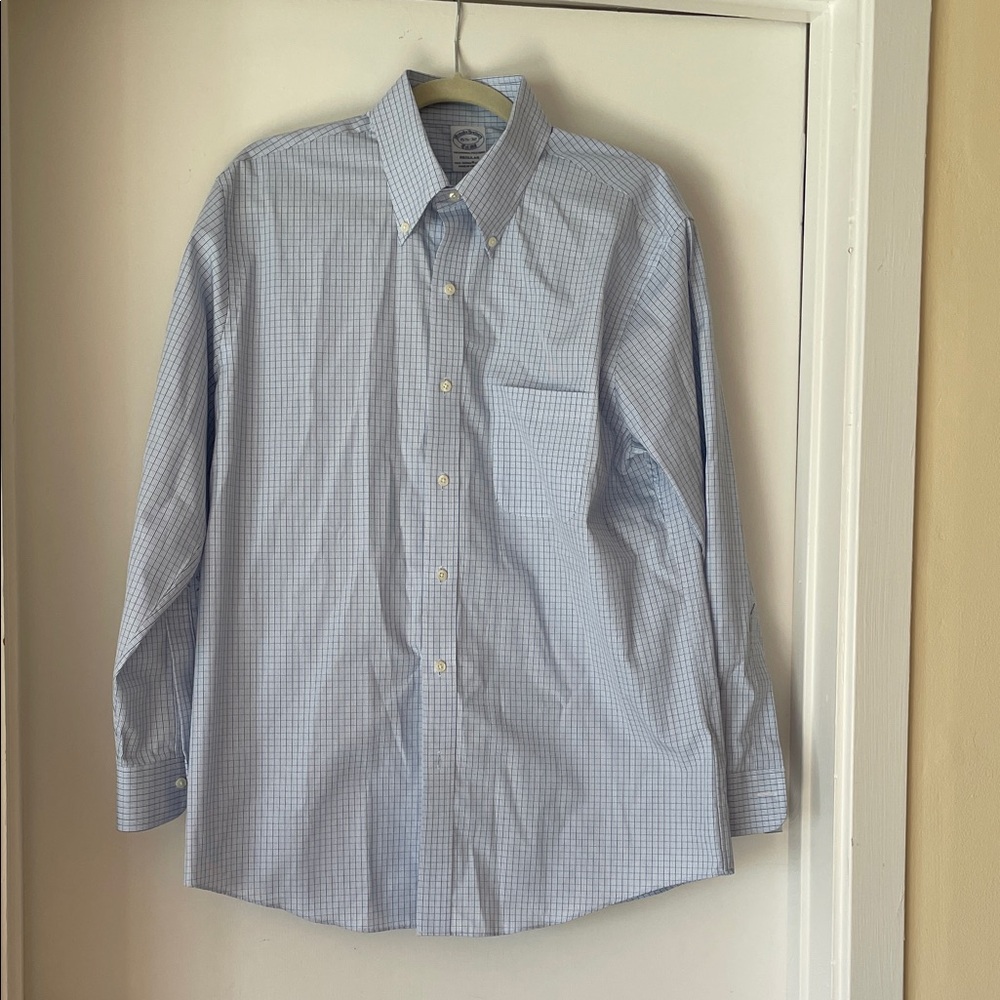 Brooks Brothers Light Blue Checkered Dress Shirt